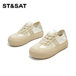 星期六 ST&SAT 厚底增高休闲板鞋2026春新款中古风韩版百搭小白鞋