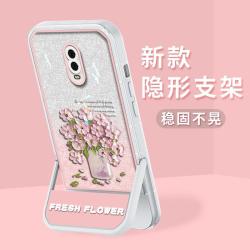 适用OPPO R17系列凳子支架闪粉油画花高级感透明防摔壳女款