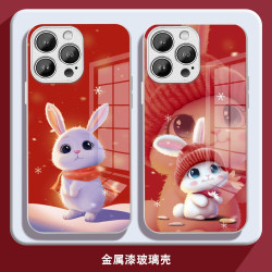 适用于苹果/华为/小米oppo/vivo新年限定可爱兔年爆款玻璃手机壳
