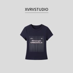 XVRV2026美式精棉印花运动T恤健身跑步户外显瘦百搭短袖