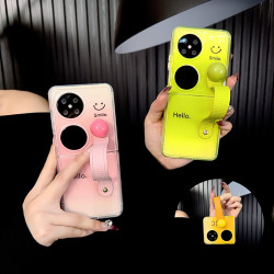 适用华为pocket2手机壳新款p50pocket套pockets韩系渐变色笑脸女p