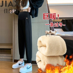 孕妇裤子秋冬季加绒加厚休闲长裤孕妇卫裤小个子宽松孕妇束脚裤潮