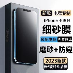 适用苹果14Pro磨砂防窥膜苹果13/14无孔防尘膜12/11防窥膜XR全屏