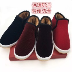 老布鞋女一脚蹬轻便舒适手工棉鞋女款棉拖鞋圆头平底防滑妈妈鞋