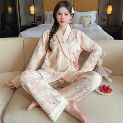 熊猫皇后 2025新款）新中式空气棉月子服春秋产后哺乳孕妇睡衣冬季加厚产妇