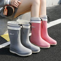 雨鞋女款水鞋防水防滑中筒干活胶鞋加绒保暖时尚高筒水鞋女款防滑