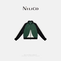 NILICO重工休闲显瘦撞色立领设计感双开拉链棒球服外套