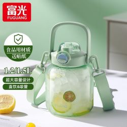 富光 大肚塑料杯新款儿童带吸管刻度大容量夏天女学生水杯子_90