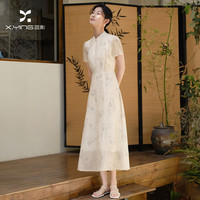 香影 短袖连衣裙女高级感夏季新中式旗袍国风穿搭复古风高级长裙子 橘黄 S