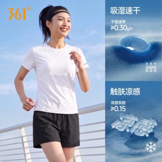 361° 速干跑步T恤运动套装健身跳操透气夏季薄款遮肉显瘦休闲短袖