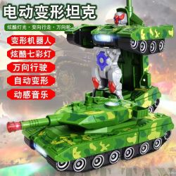 儿童电动变形坦克玩具装甲车万向灯光声效男宝宝益智玩具汽车变形