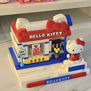 HelloKitty凯蒂猫积木三丽鸥小颗粒拼装玩具女孩送情人节礼物摆件