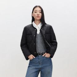 ONLY 冬季小香风圆领菱格短款羽绒服女