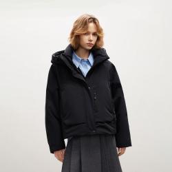 ONLY 2025冬季宽松三防落肩短款抽绳白鸭绒羽绒服女