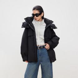 ONLY 2025冬季连帽简约宽松隐形插袋设计羽绒服女