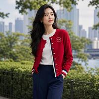 ELLE Active 华夫格曲珠外套舒适透气通勤百搭针织外套