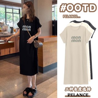 孕妇装夏装t恤裙子夏季简约过膝长裙2026新款短袖印花孕妇连衣裙