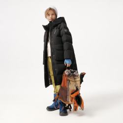 坦博尔 儿童连帽羽绒服 黑色 130