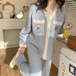 月子服春秋纯棉产后空气棉哺乳孕妇睡衣