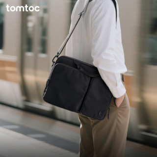 tomtoc 单肩电脑包手提公文包男女14英寸商务休闲16英寸笔记本包A33 经典黑 14英寸