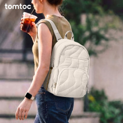 tomtoc 双肩包电脑包14英寸女士大学生新款大容量休闲轻便通勤背包T51 冰川白 16.5L｜可收纳14英寸电脑