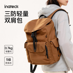 Inateck 大容量双肩包女16英寸电脑包背包男户外轻便登山旅游旅行学生书包 雾蓝灰