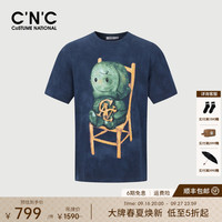 C'N'C CNC做旧扎染个性印花短袖T恤26春夏奢侈品高级上衣男 藏青 50 /M/(175/92A)