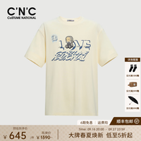 C'N'C CNC绣花玩偶3D立体个性印花短袖T恤26春夏奢侈品上衣男 浅黄 48 /S/(170/88A)