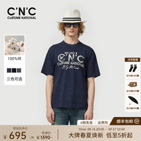 C'N'C CNC水洗做旧街头潮流休闲短袖T恤26春夏奢侈品上衣男 藏青 48 /S/(170/88A)