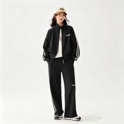 斯凯奇 男女款袖口舒适立领休闲防水防风保暖针织外套 碳黑/0018-女款 L