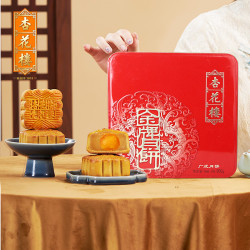 杏花楼 广式月饼蛋黄莲蓉金牌铁盒 4饼4味 600g 礼盒装