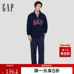 Gap 男装秋季款logo印花松紧腰宽松直筒卫裤休闲裤787410