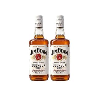 JIM BEAM 波本威士忌750ml 双支装 白占边 美国原瓶进口