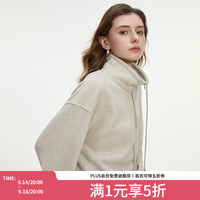 范思蓝恩 半拉领廓形落肩加绒加厚重磅卫衣女冬季2024新款14491 燕麦灰上衣 M