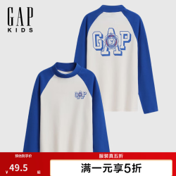 Gap 男童磨毛撞色插肩长袖T恤 象牙白 120cm