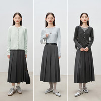 自巧 小个子高腰显瘦A字压褶半身裙女冬装新款梨型身材百褶裙