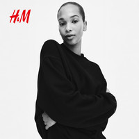 H&M 女装miu系卫衣美式圆领宽松红色长袖套衫1234778 黑色 M 165/96