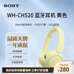 索尼 WH-CH520 头戴式蓝牙耳机 黄色