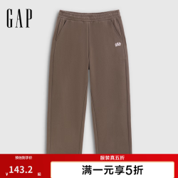 Gap 男装秋款logo宽松基础款毛圈布直筒卫裤休闲裤787399 棕色