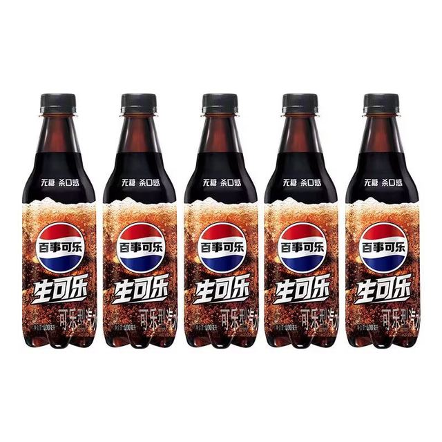 百事 可乐无糖生可乐500ml*5瓶0糖0卡碳酸饮料