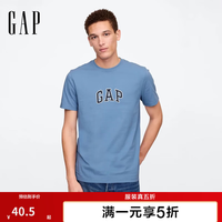 Gap 男女装春季款纯棉字母logo短袖T恤常规上衣美版570044 深蓝色