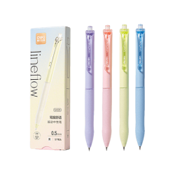 得力 按动中性笔 ST笔头 0.5mm 多巴胺色系 4支装（9.9包邮页面10/14/18点抢券）