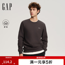 Gap 男女装春款logo抓绒圆领卫衣合身百搭休闲上衣788131 黑灰色