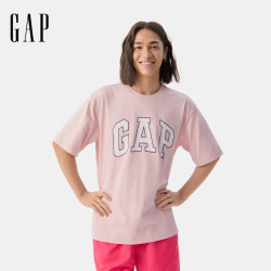 Gap 男女装夏季款胶印logo纯棉短袖T恤宽松多色上衣729157 淡粉色