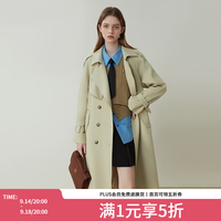 范思蓝恩 23FS11161 经典时尚中长款风衣外套女秋季新款英伦风 浅卡其 S