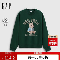 Gap 男女装秋季款小熊印花抓绒休闲短廓宽松套头卫衣788132