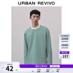 UR UR2026春季新款男装休闲日常撞色条纹圆领长袖T恤UUY460006 绿色条纹 M