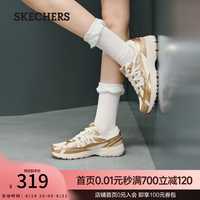 斯凯奇 女鞋银色运动鞋秋季休闲鞋时尚百搭老爹鞋透气网面鞋 自然 37