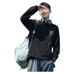 唐狮 美式圆领长袖T恤 男士上衣
