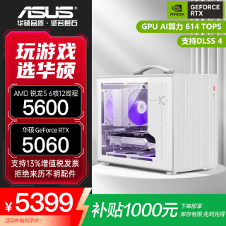 华硕 AMD R5 5600/5700X/7650GRE/RTX 5060 Ti/9060/3060迷你主机ITX整机手提DIY电脑组装机mini台式机 5600+华硕RTX 5060 配置七
